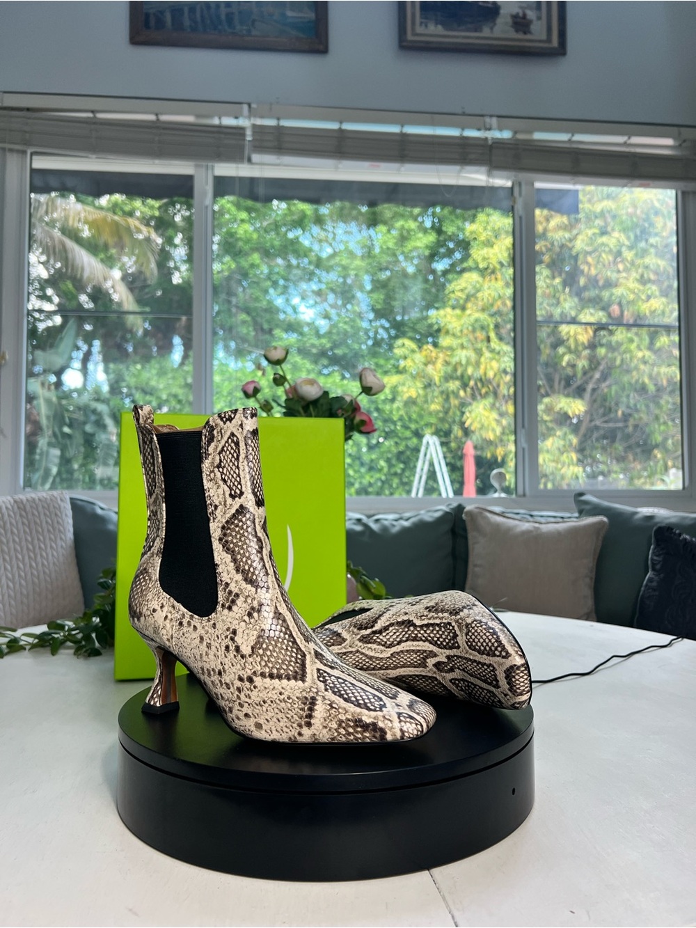 Sam Edelman Snake-Print Chelsea Ankle Boots in Neutral Python